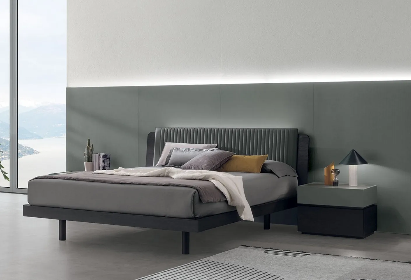 Letto con testiera imbottita Roxy di Tomasella