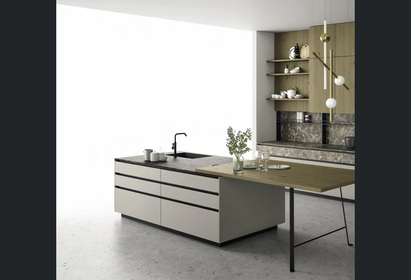 Cucina Design con isola Aspen composizione 6 di Doimo Cucine