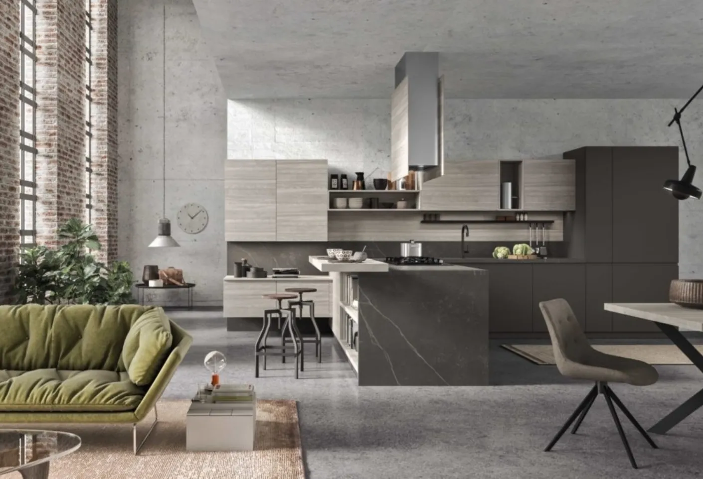 Cucina Moderna con penisola Flo Evo 02 di Ar-Tre