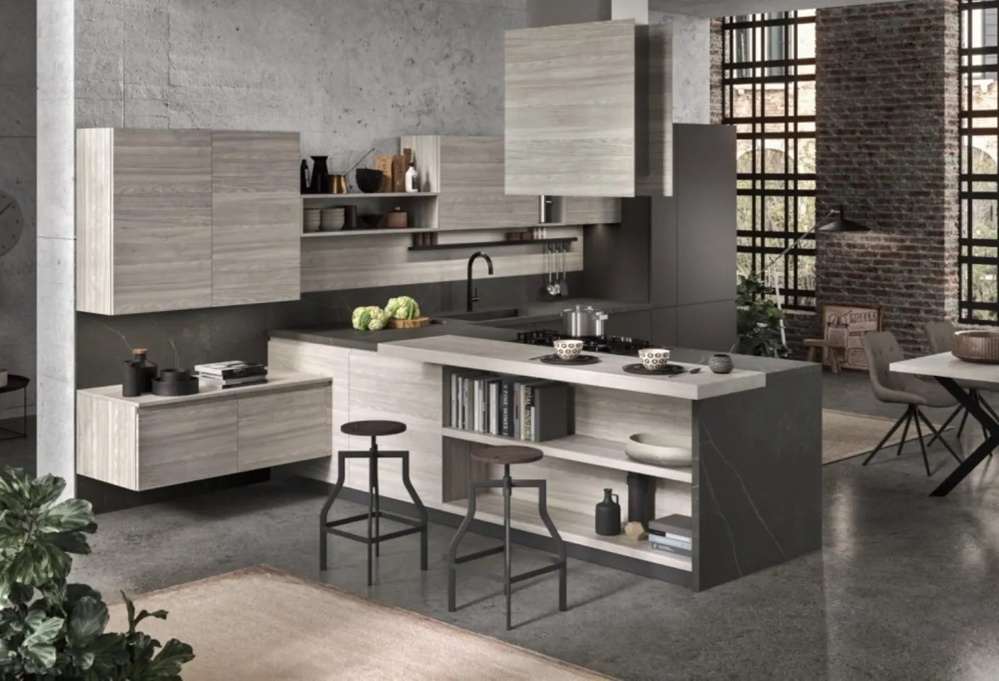 Cucina Moderna con penisola Flo Evo 02 di Ar-Tre