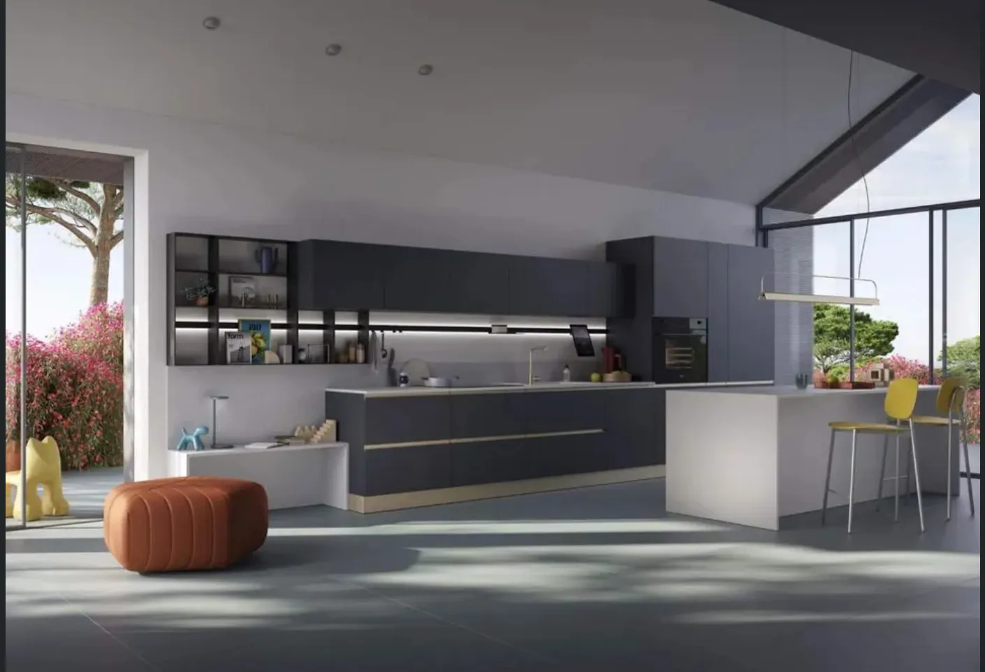 Cucina Moderna con isola Sky Carbon di Ar-Tre