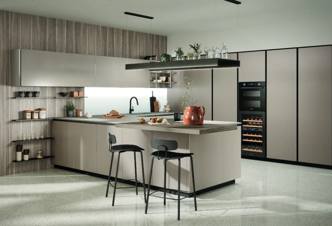 Cucina Moderna con penisola Aria Tech 04 di Forma Cucine