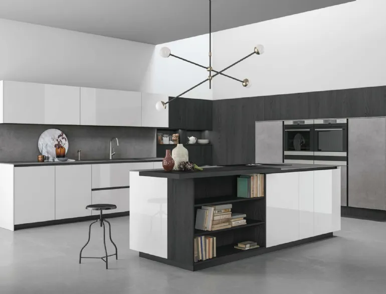 Cucina Moderna Aspen in vetro laccato Bianco di Doimo Cucine