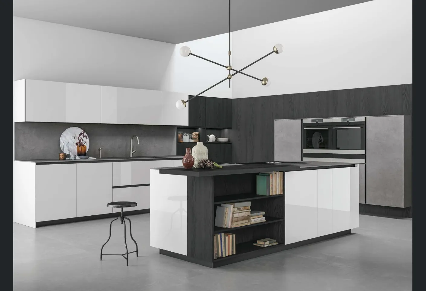 Cucina Moderna Aspen in vetro laccato Bianco di Doimo Cucine