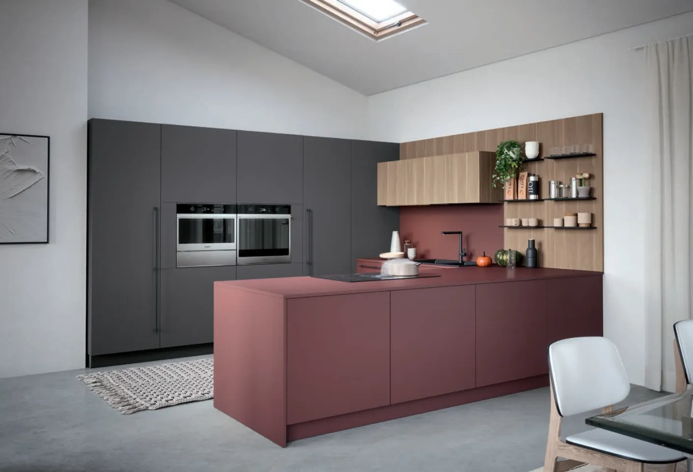 Cucina Moderna con penisola Colibrì Maniglia 02 di Forma Cucine