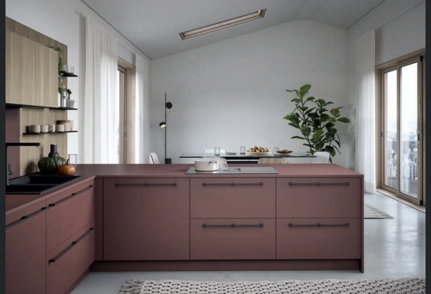 Cucina Moderna con penisola Colibrì Maniglia 02 di Forma Cucine