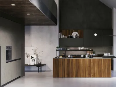 Cucina Moderna D23 Noce e Basalto di Doimo Cucine